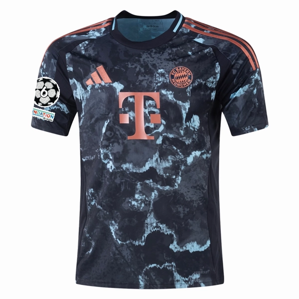 adidas Bayern Munich Authentic Kingsley Coman Away Jersey w/ Champions League Patches 24/25 (Black/Copper/Blue) Pre Shrunk Material Maximum Performance