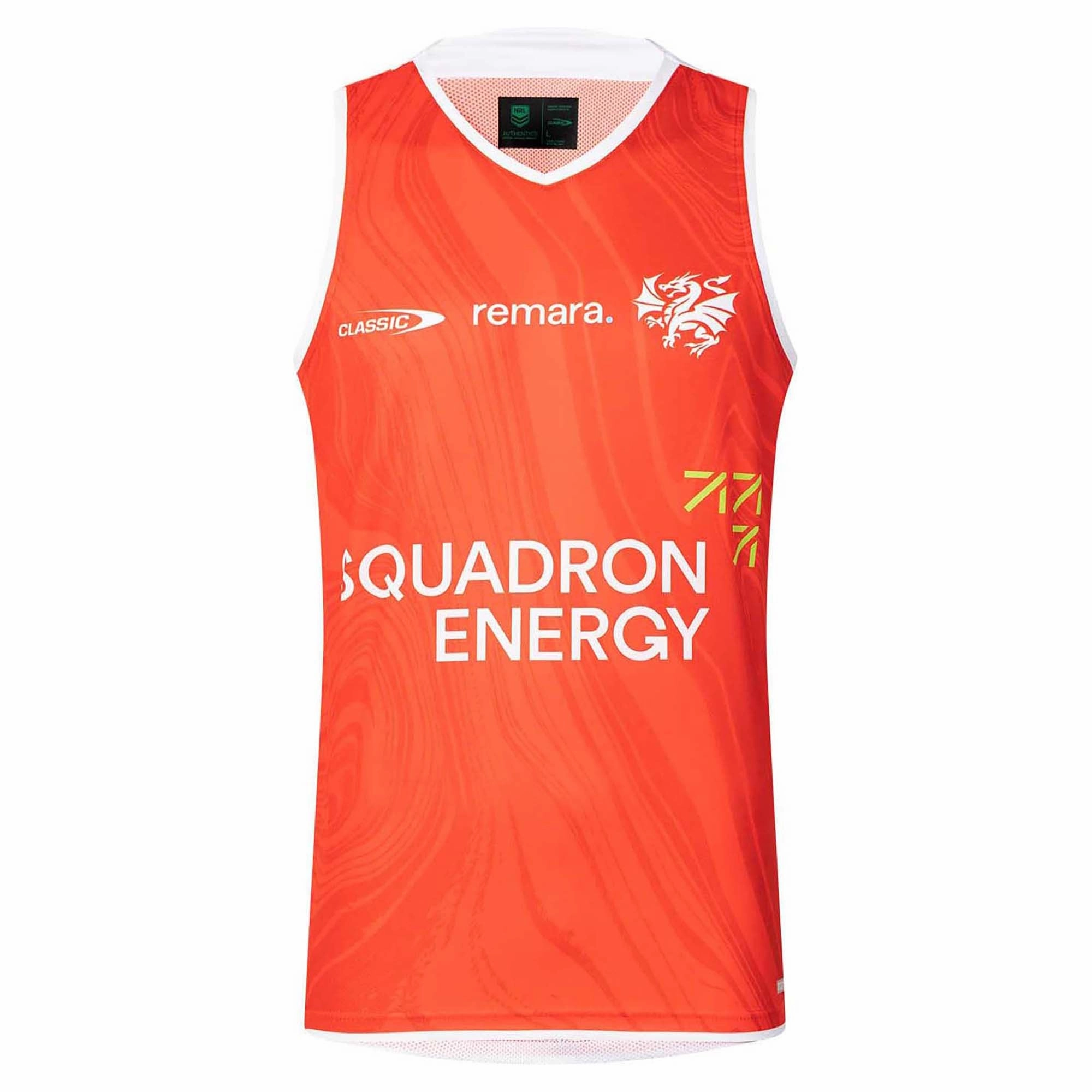 Reinforced Armholes Friction Free Zipper Guard Men's NRL St. George Illawarra Dragons 2025 Pro Training Singlet