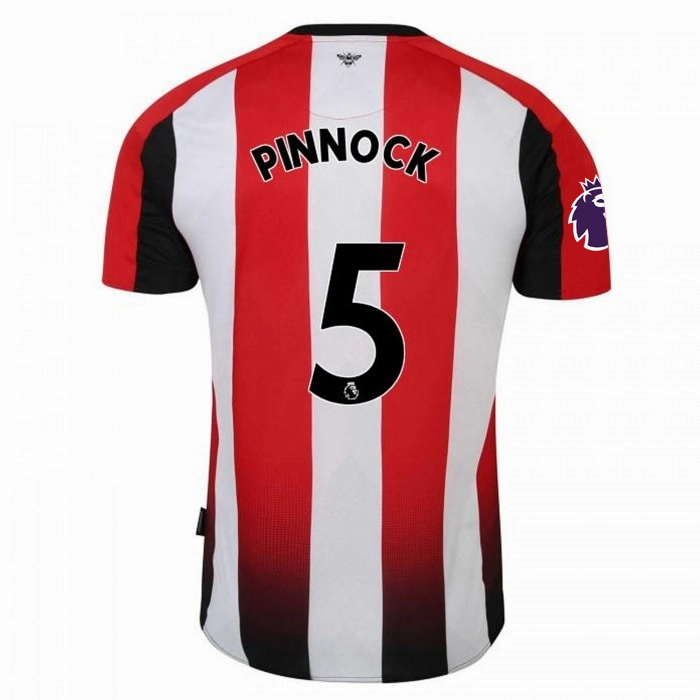 Elastic Cuff Retention Four Way Stretch Fabric Umbro Brentford Ethan Pinnock Home Jersey w/ EPL Patch 24/25 (Red/White)