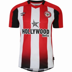 Umbro Brentford Home Jersey 24/25 (Red/White) Roll Up Cuff System Multipanel Construction