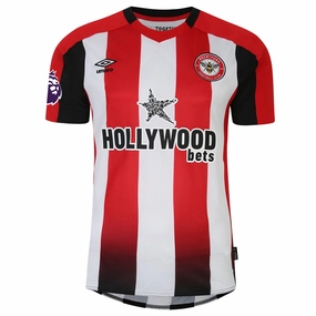 Umbro Brentford Home Jersey w/ EPL Patch 24/25 (Red/White) High Compression Knit Tear Resistant Fabric