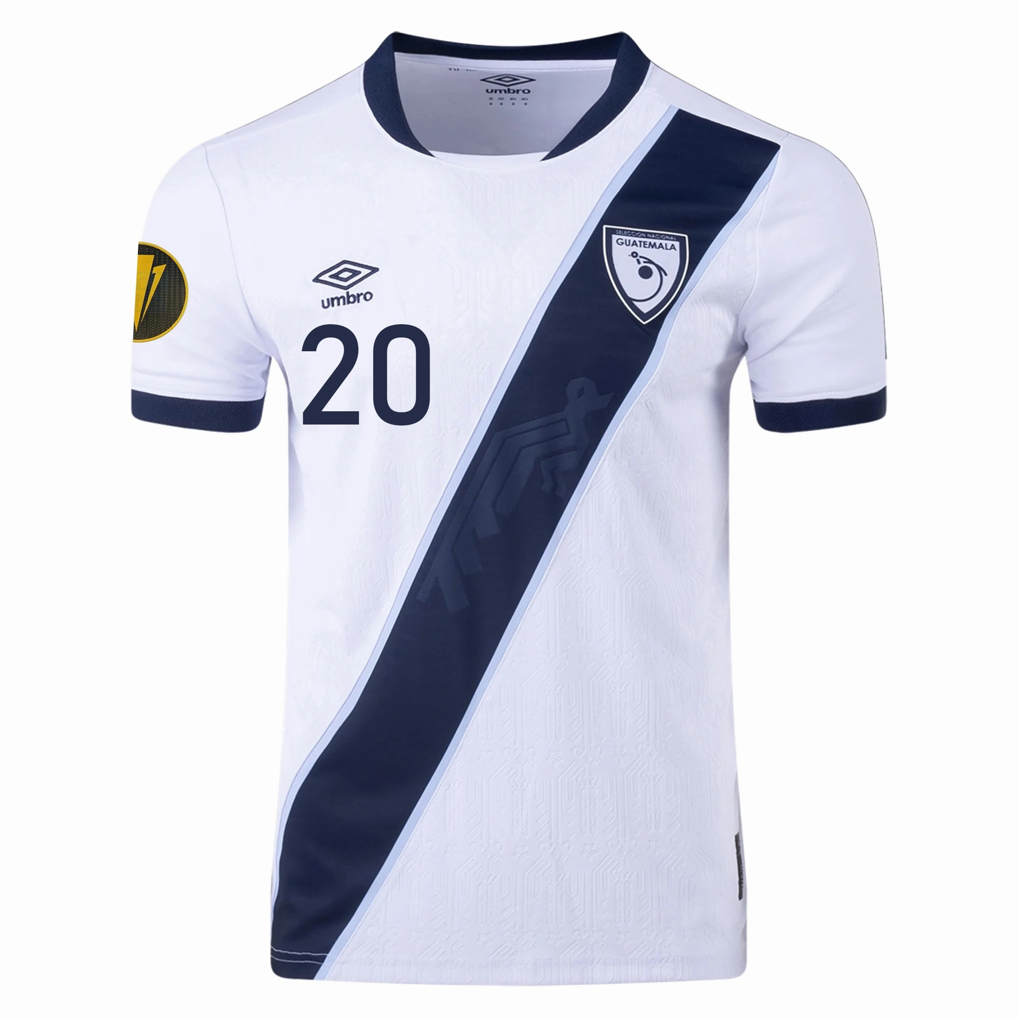 Sustainable Dye Method Breathable mesh lining Umbro Olger Escobar Guatemala Home Jersey 25/26 Gold Cup 2025 Patch (White)