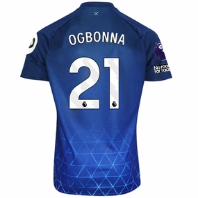 All Purpose Umbro West Ham Angelo Ogbanna Third Jersey w/ EPL   No Room For Racism Patches 23/24 (Navy/Sky Blue)
