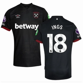 Umbro West Ham Danny Ings Away Jersey w/ EPL   No Room For Racism Patches 24/25 (Black) Every Move