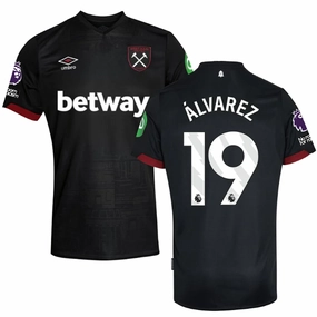 Layer Friendly Air Control Umbro West Ham Edson ??lvarez Away Jersey w/ EPL   No Room For Racism Patches 24/25 (Black)