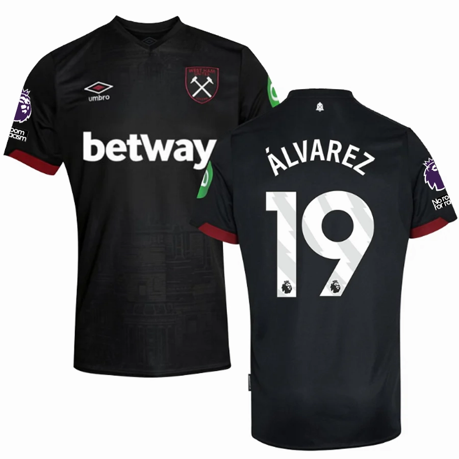 Layer Friendly Air Control Umbro West Ham Edson ??lvarez Away Jersey w/ EPL   No Room For Racism Patches 24/25 (Black)