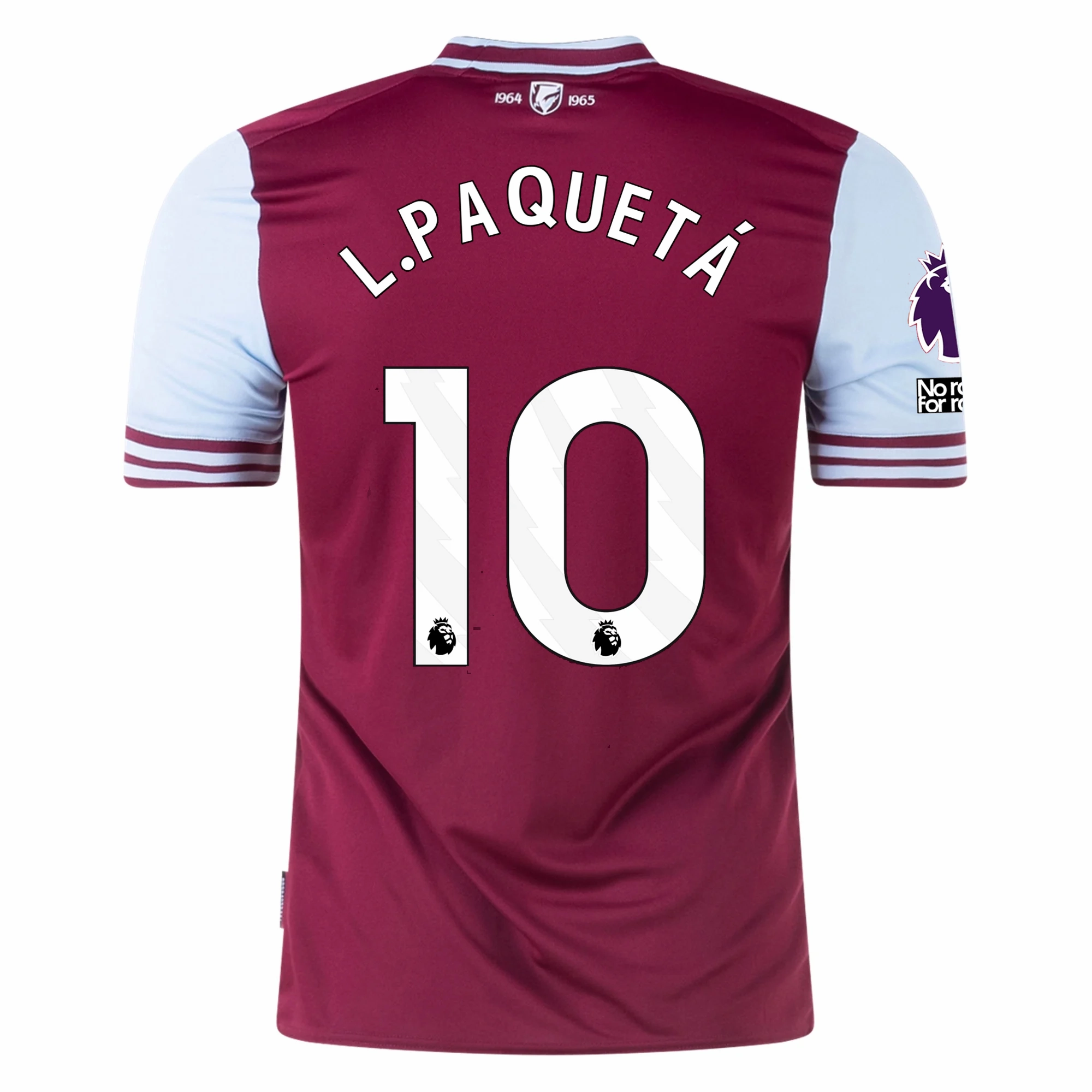 Flexible Motion Tailored Fit Umbro West Ham Lucas Paqueta Home Jersey w/ EPL   No Room For Racism Patches 24/25 (Maroon/Sky Blue)