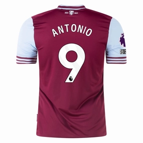 Bold Colorway Umbro West Ham Michail Antonio Home Jersey w/ EPL   No Room For Racism Patches 24/25 (Maroon/Sky Blue)