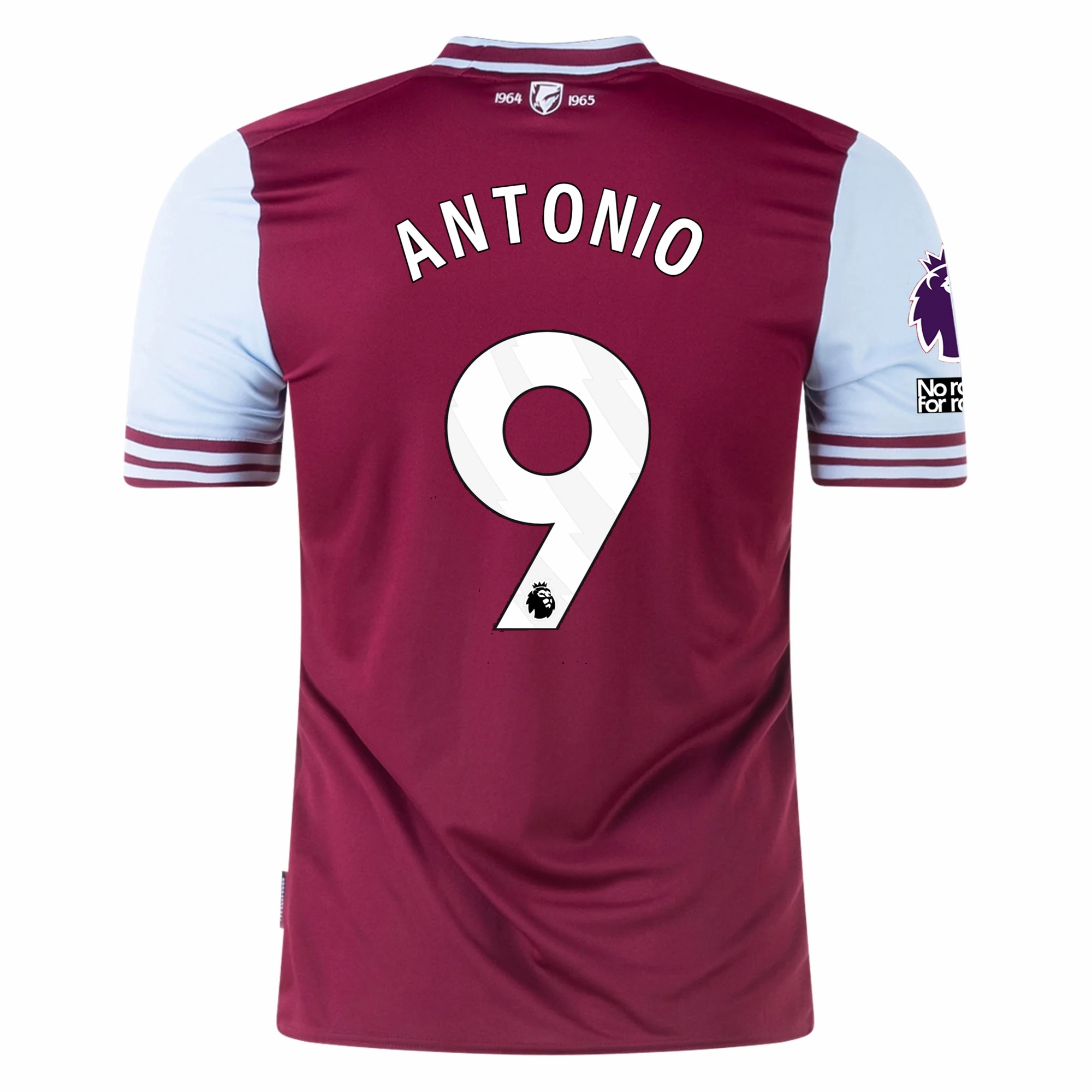 Umbro West Ham Michail Antonio Home Jersey w/ EPL   No Room For Racism Patches 24/25 (Maroon/Sky Blue) streamlined look Athletic Collar Style