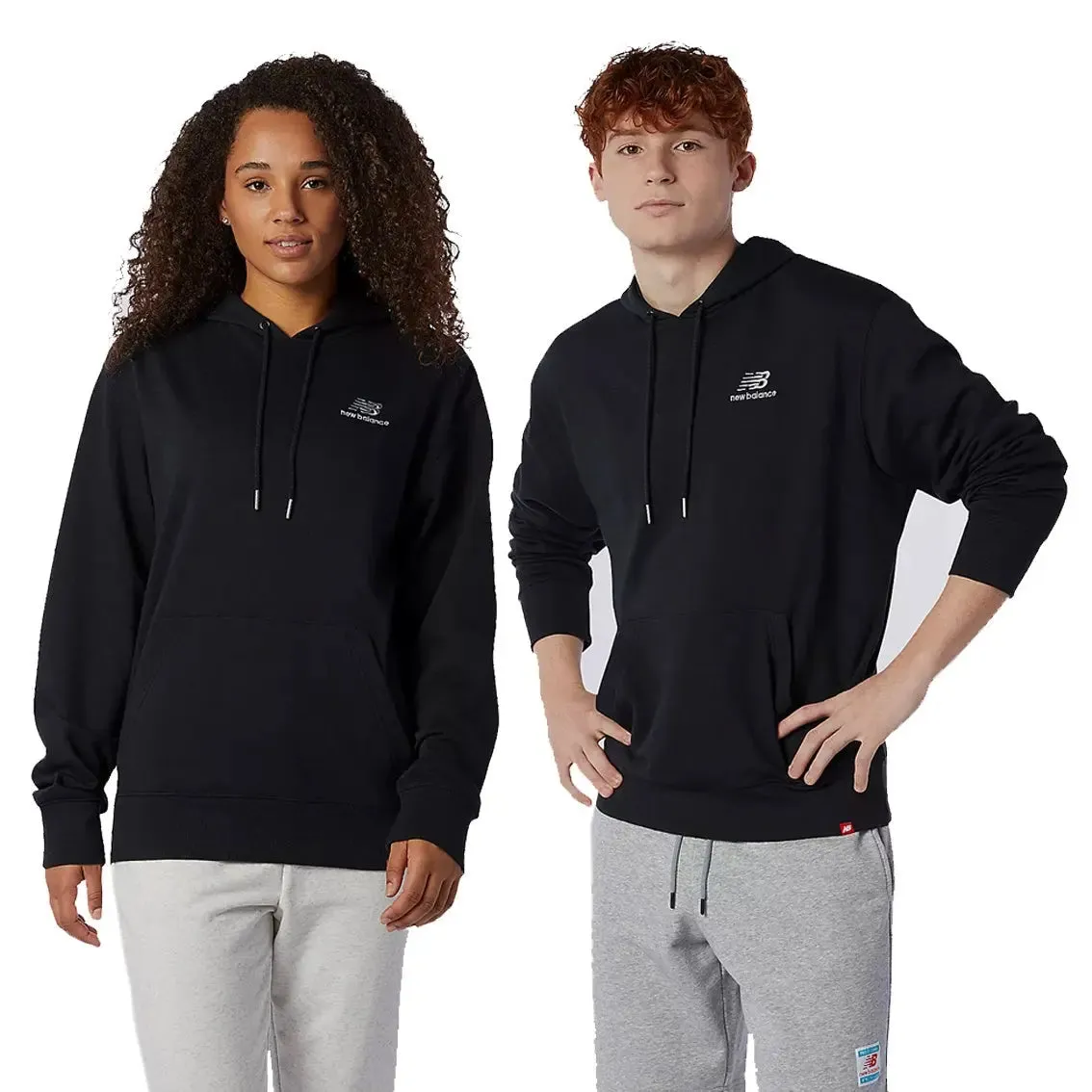 Unisex New Balance Essential Embroidered Hoodie - Black Timeless Cardigan Saga Vibe