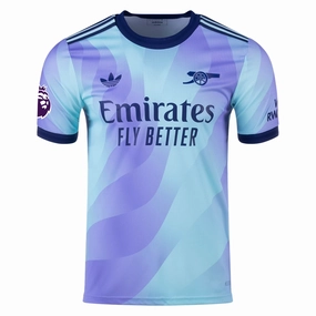 adidas Arsenal Authentic Third Jersey w/ EPL Patch 24/25 (Clear Aqua/Light Flash Purple) Climate Control