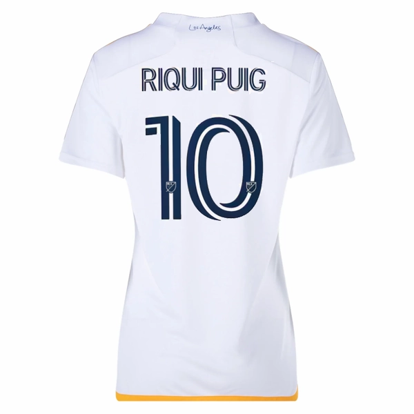 Pre Shrunk Material adidas Womens LA Galaxy Riqui Puig Home Jersey 24/25 (White/Yellow/Navy)