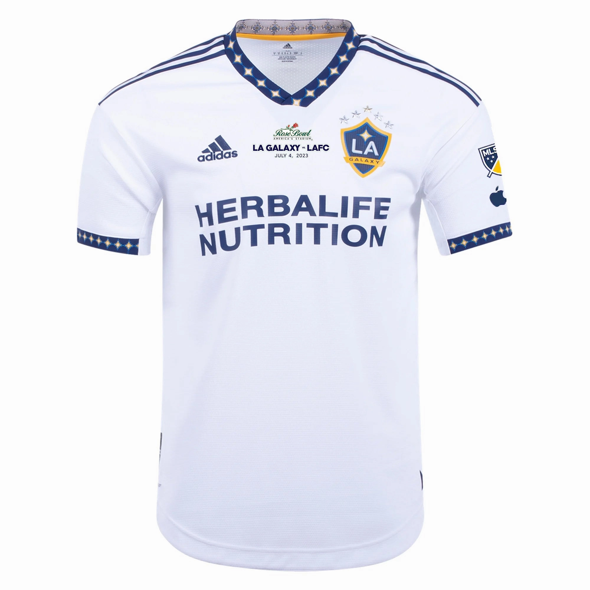 adidas Cuevas LA Galaxy Home Authentic Jersey 22/23 w/ MLS Patches (White) Moisture Control Microfiber