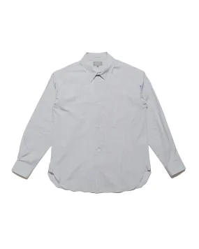 Festival Fashion Hooded Neckline Margaret Howell Half Placket Shirt Fine Stripe Cotton Poplin Grey/White