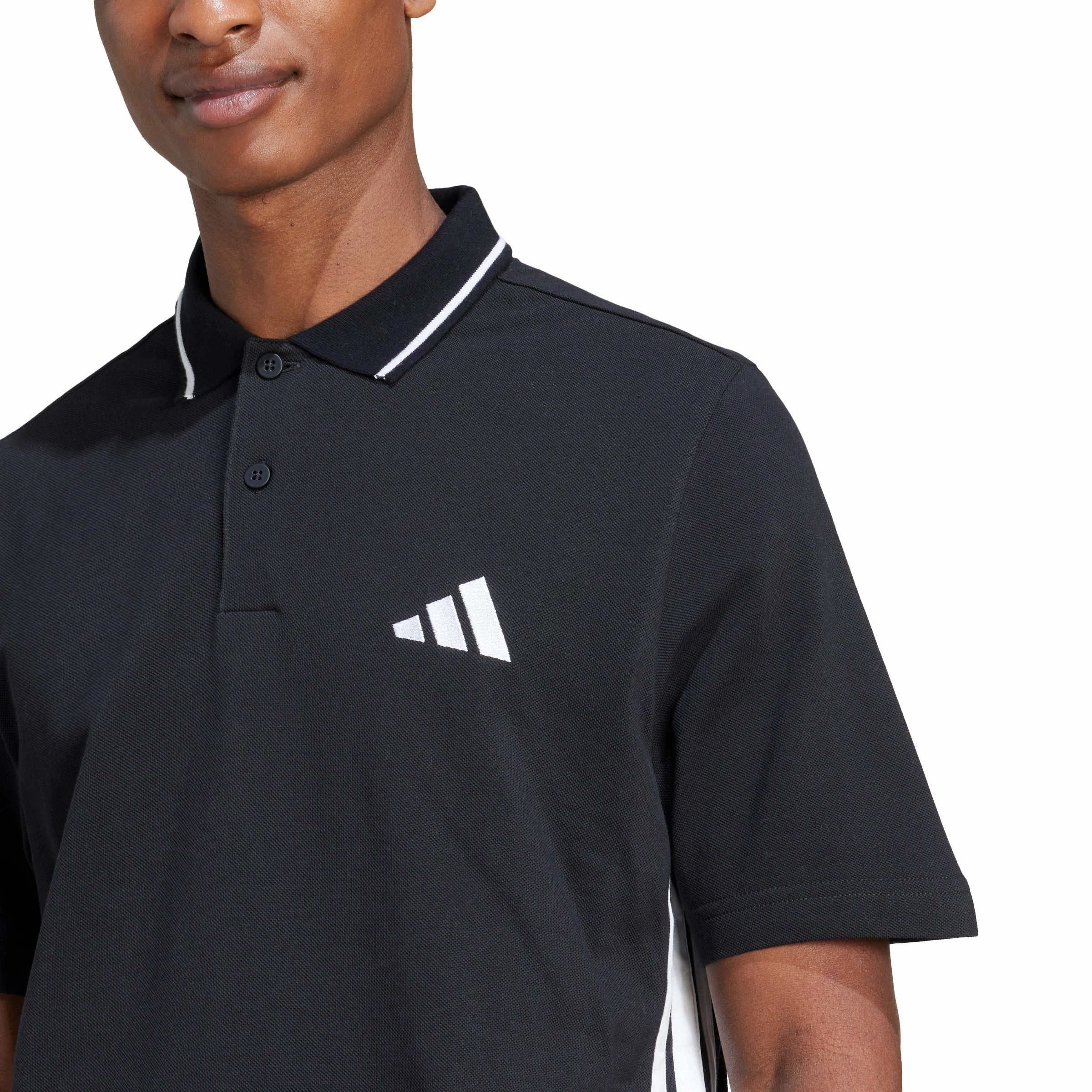 Essentials 3-Stripes Piqu?? Polo T-shirt Easy Wear Look Fade Resistant Dye