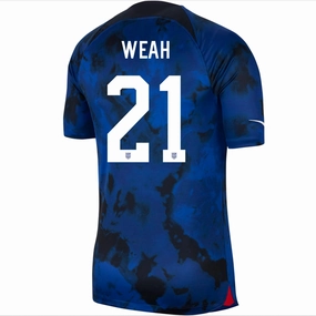 Nike United States Timothy Weah Authentic Match Away Jersey 22/23 (Bright Blue/White) Natural motion