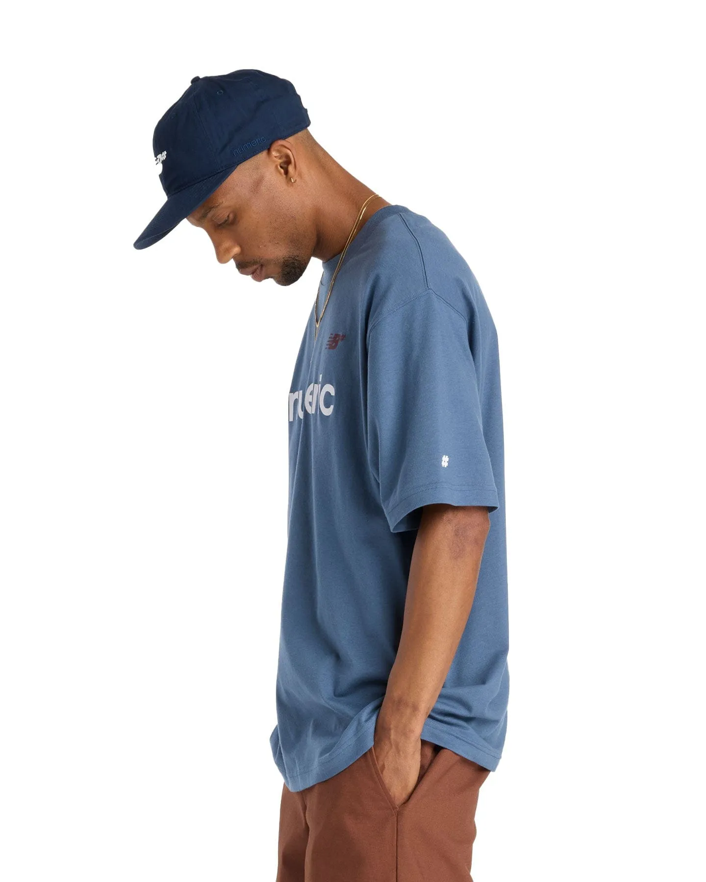 Warm Base NonRestrictiveFit New Balance Numeric Linear Logo Tee - Vintage Indigo