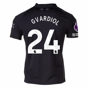 Puma Gvardiol Men's Manchester City Away Jersey 25/26 w/ NRFR   EPL Patches (Puma Black) Non Restrictive Cuffing