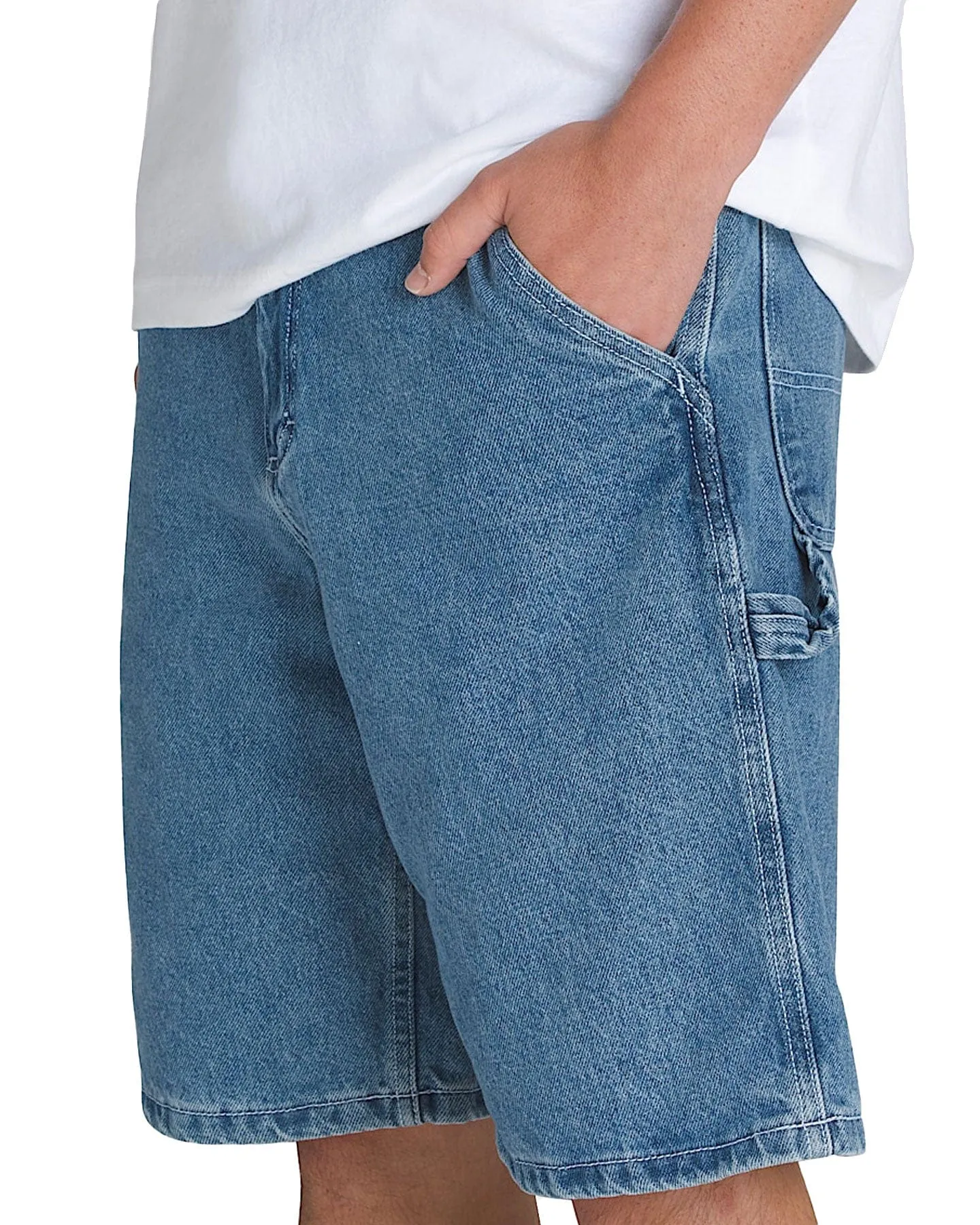 Beach Fit MoistureWicking Technology Vans Drill Chore Loose Denim Shorts - Stone Wash