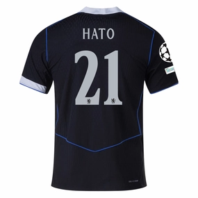 Nike Hato Chelsea T90 Authentic Third Jersey w/ Champions League & World Champions Patch 25/26 (Black/Silver) Training Ready Gear