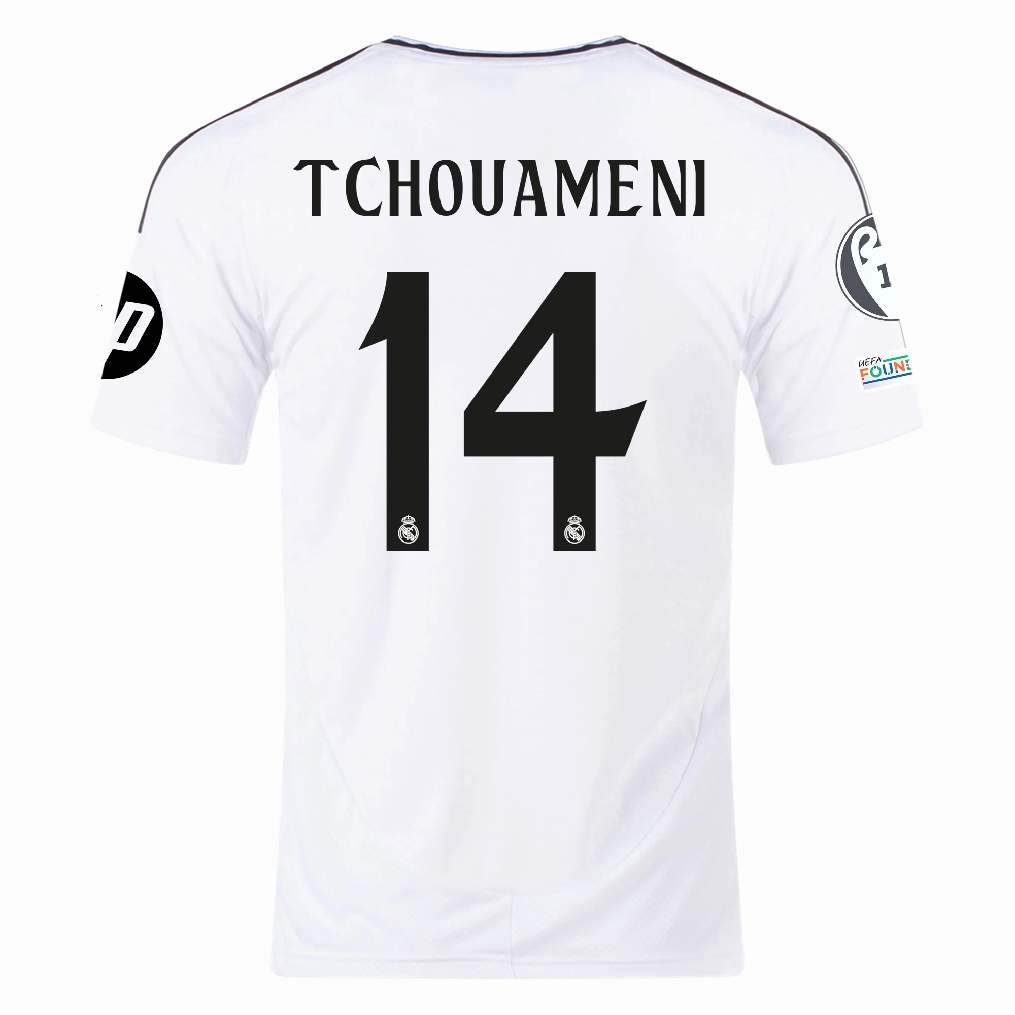 adidas Real Madrid Aur??lien Tchouam??ni Home Jersey 24/25 w/ Champions League Patches (White/Black) Eco Friendly Blend Tight Feel