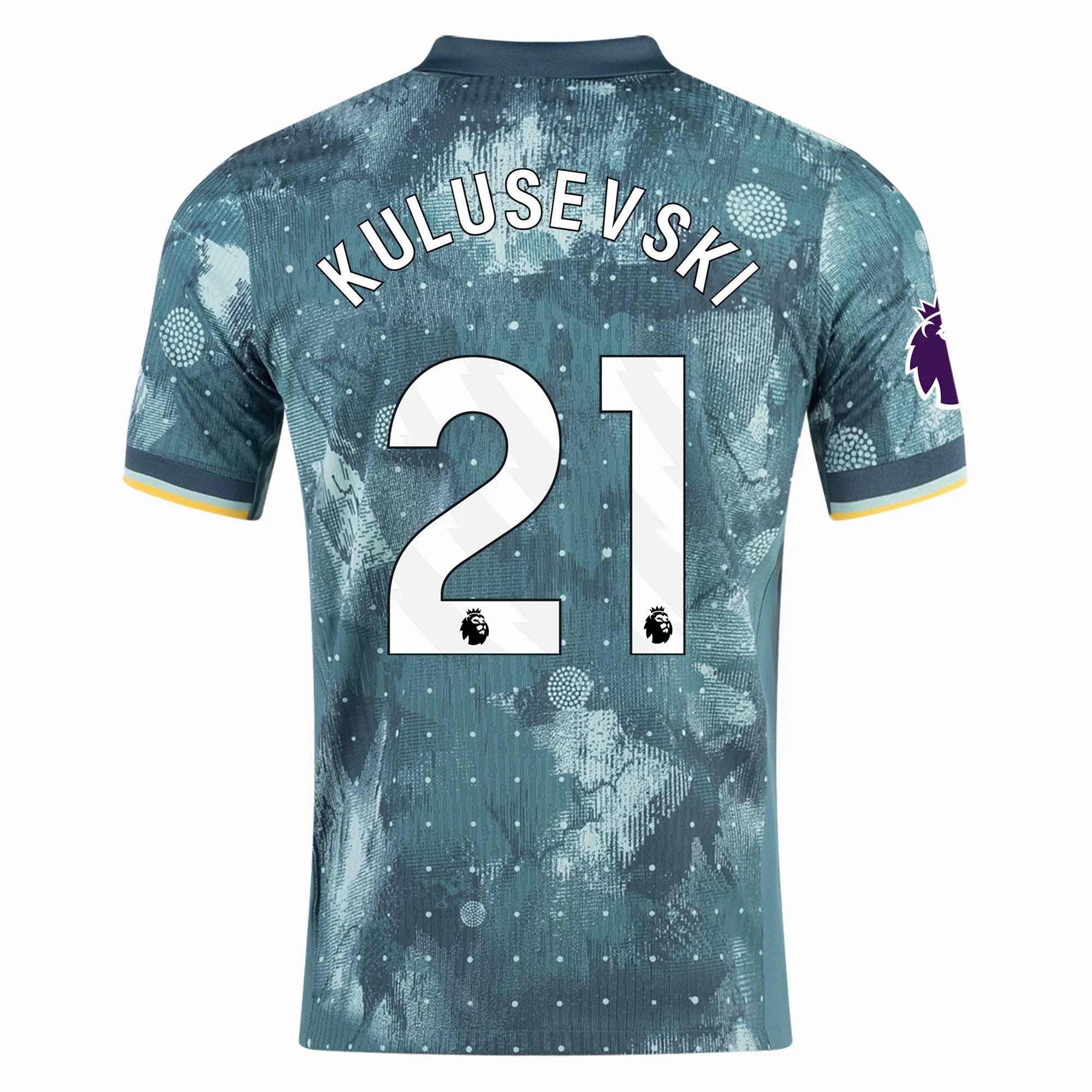 Reinforced Shoulders Friction Free Hemline Design Nike Tottenham Dejan Kulusevski Third Jersey w/ EPL Patch 24/25 (Enamel Green/Bicoastal)