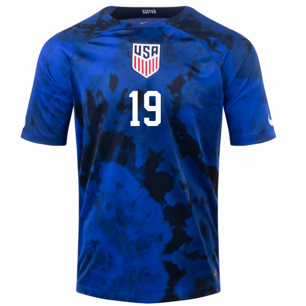 Nike United States James Sands Away Jersey 22/23 (Bright Blue/White) sprint training