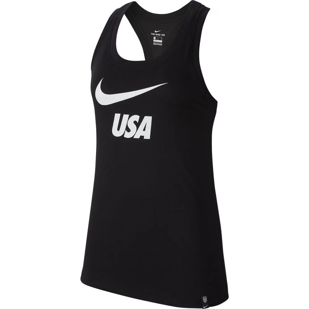 casual and comfortable Slim Silhouette Nike Women's USA Tank Top (Black/White)