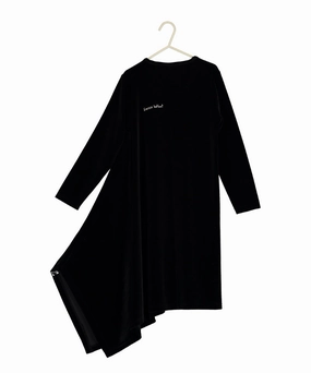 Velvet Asymmetrical Dress Guess Who [Black] Soft Weave Casual Motion