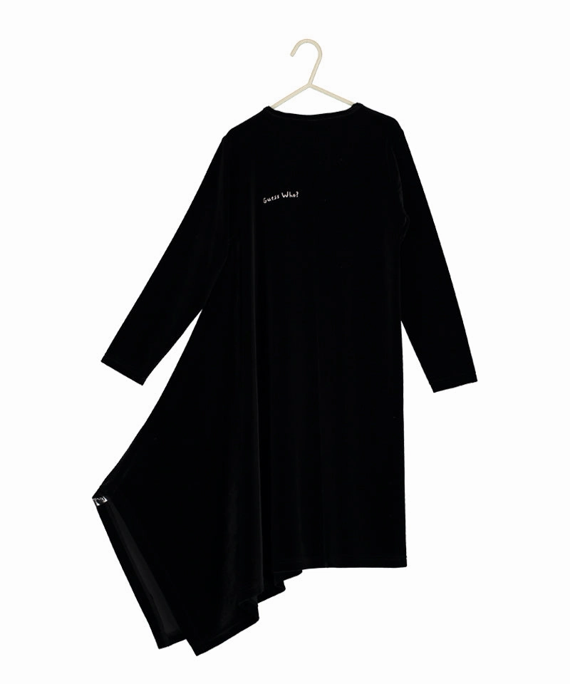 Velvet Asymmetrical Dress Guess Who [Black] Soft Weave Casual Motion