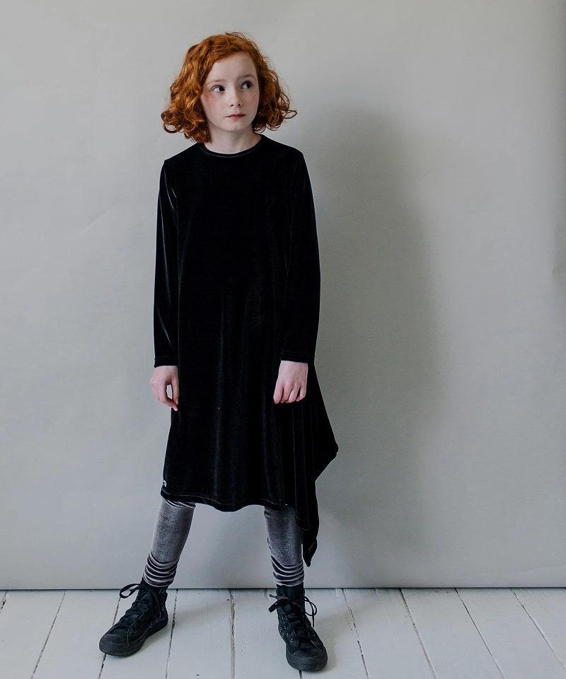 Velvet Asymmetrical Dress Guess Who [Black] Slit Detail