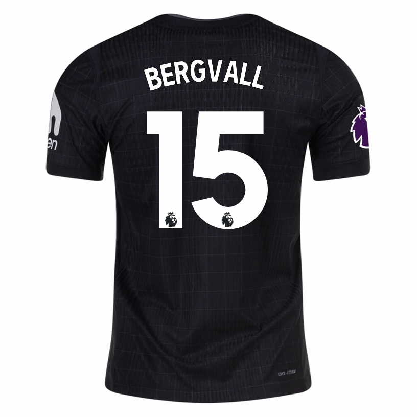 Non Chafing Seam Finish Nike Bergvall Tottenham Hotspur Authentic Away Jersey 25/26 w/ EPL Patch (Black/Iron)
