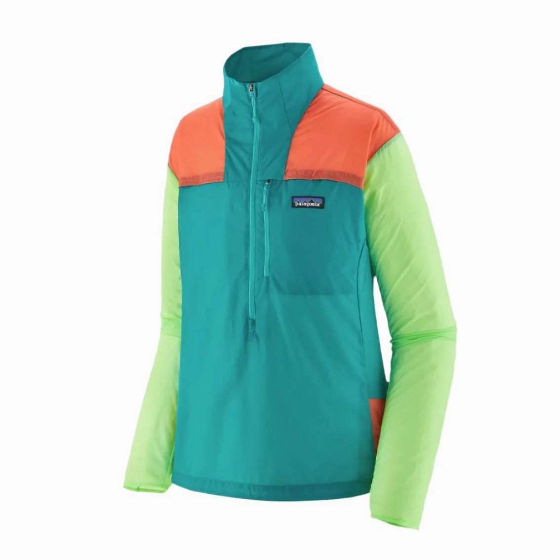 Durable Outer Layer Stain Resistant Material Womens Patagonia Houdini Stash 1/2 Zip Pullover