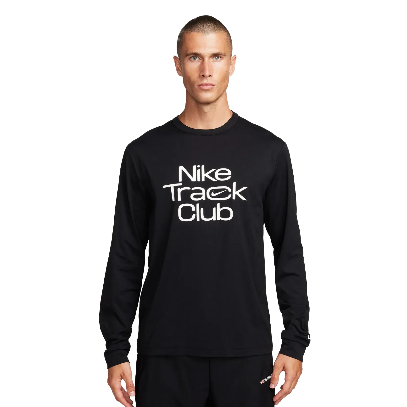 Mens Nike Track Club Dri-FIT Long-Sleeve Running Top AbrasionResistantThread FlexibleJointConstruction