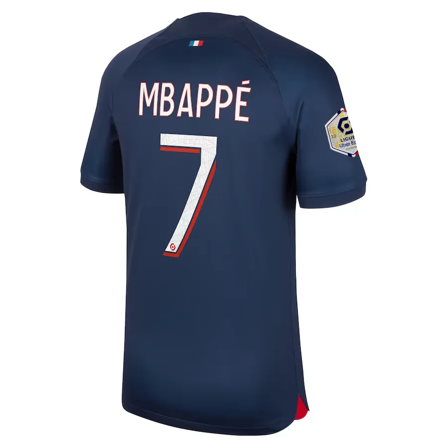 Nike Paris Saint-Germain Kylian Mbapp?? Home Jersey w/ Ligue 1 Champions Patch 23/24 (Midnight Navy) Lightweight Thermal Fabric Multi Directional Stretch