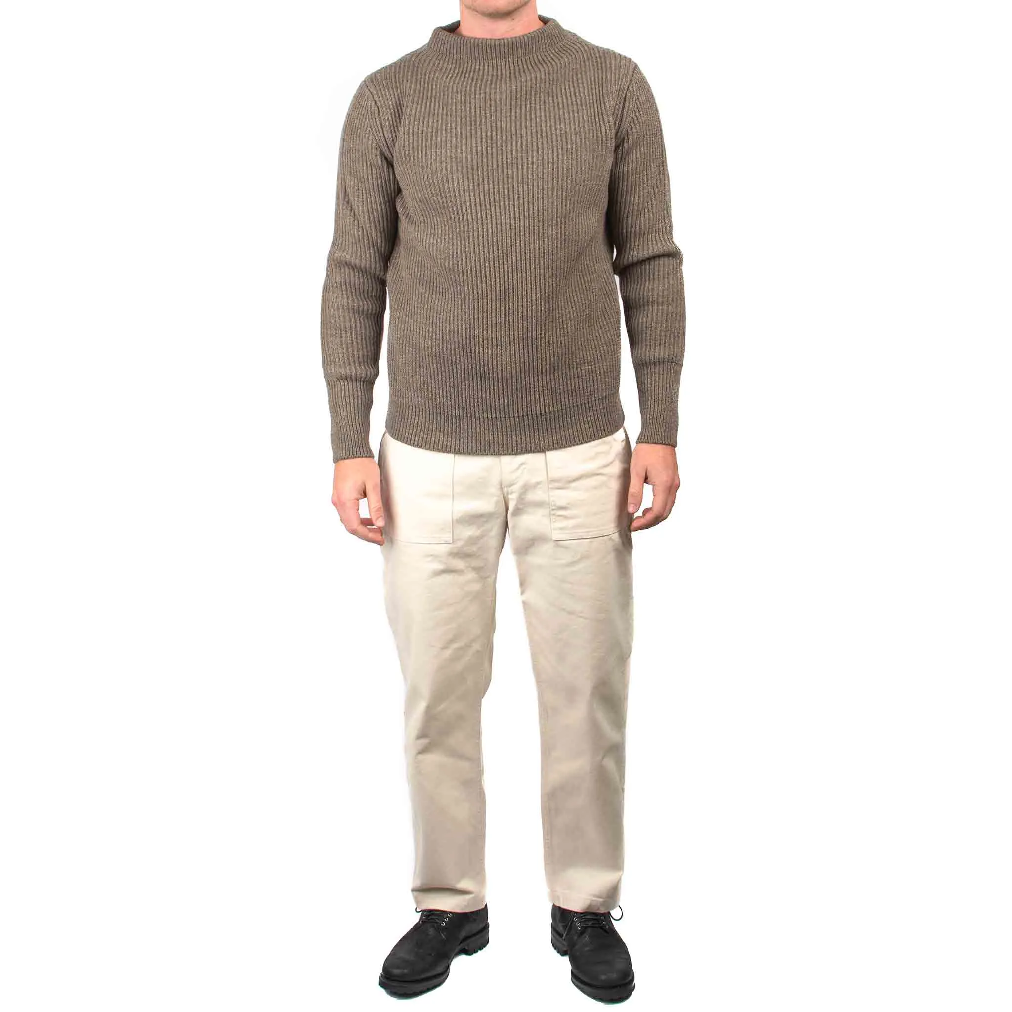 Andersen-Andersen Navy Crewneck Natural Taupe single layer Timeless Fashion