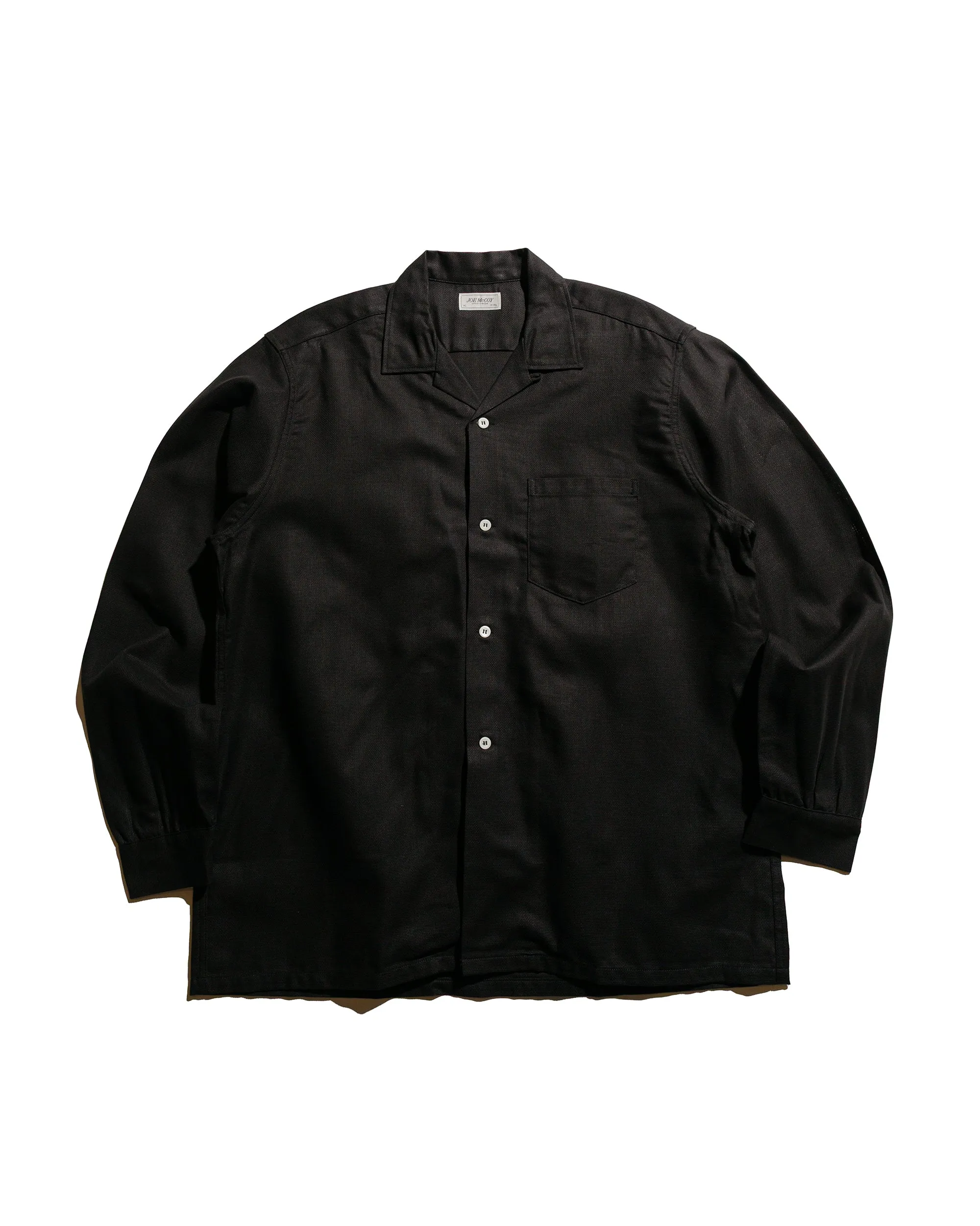 The Real McCoy's MS25010 Joe McCoy Panama Shirt L/S Black Embroidered Logo All Day Comfort Tech