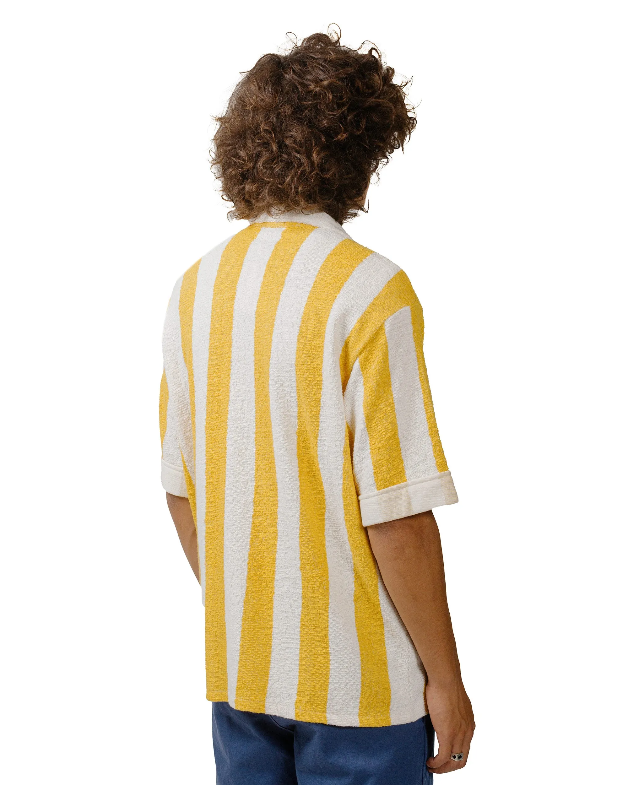 Soft Texture The Real McCoy's MC24015 Stripe Cotton Pile Beach Shirt Yellow