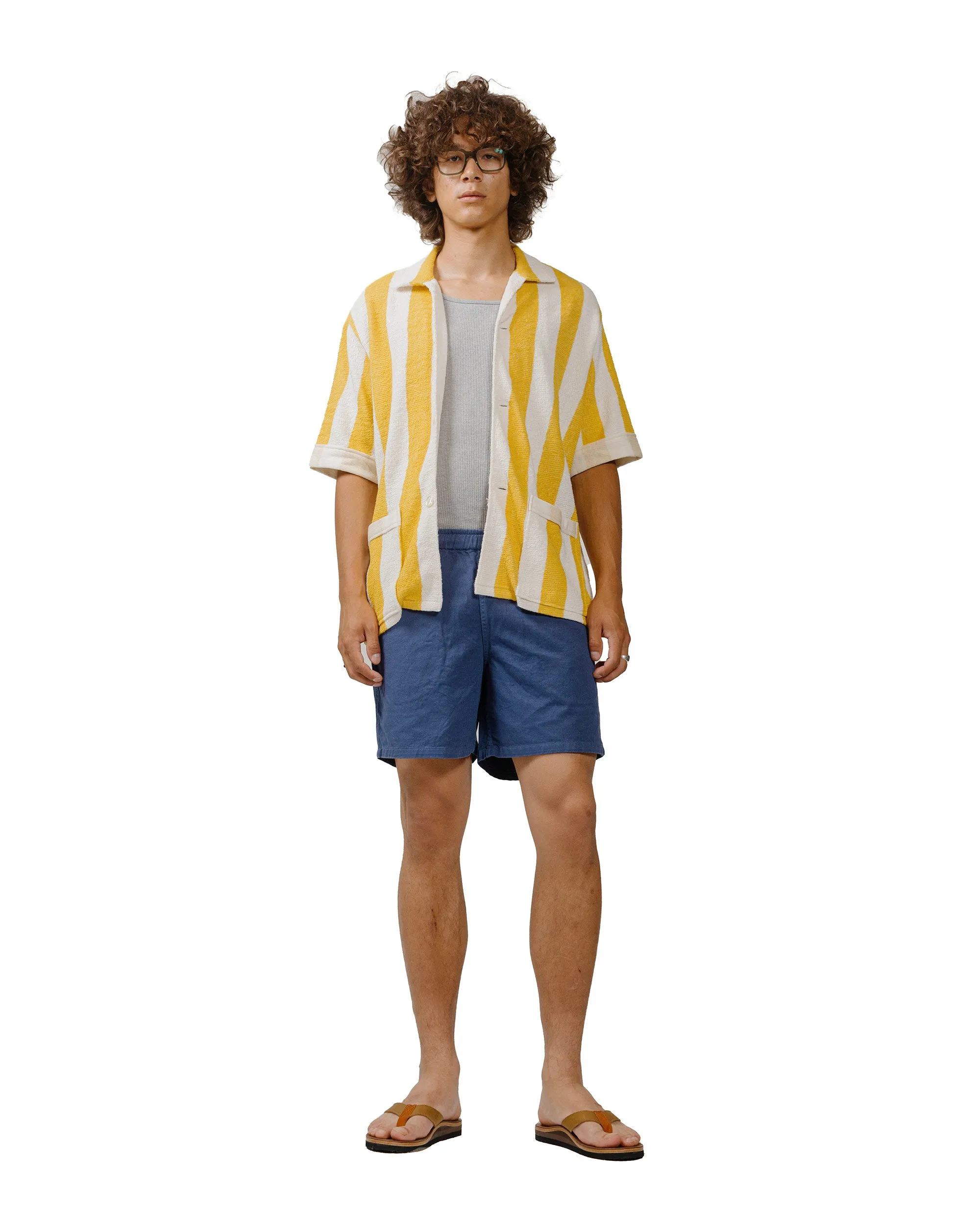 The Real McCoy's MC24015 Stripe Cotton Pile Beach Shirt Yellow Mix-And-Match
