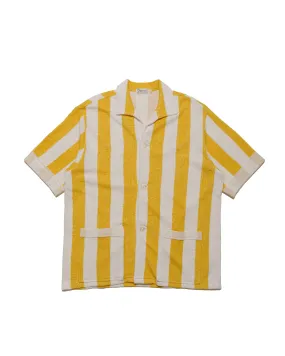 The Real McCoy's MC24015 Stripe Cotton Pile Beach Shirt Yellow Urban Edge Tailored Cut
