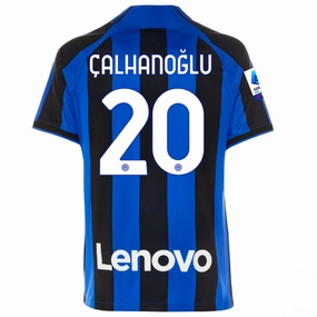 Low Profile Seams Nike Inter Milan Calhanoglu Home Jersey w/ Serie A   Copa Italia Patches 22/23 (Lyon Blue/Black)