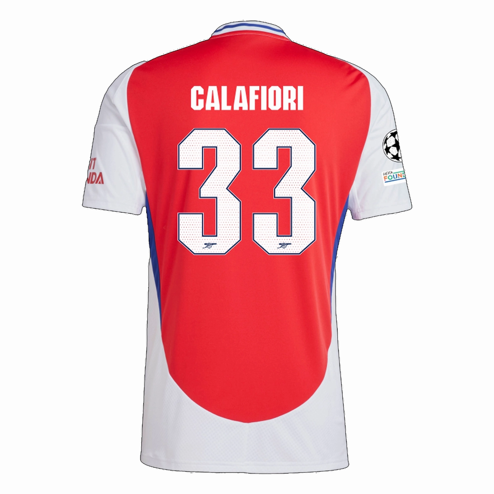 Non Chafe Stitching Sporty Feel adidas Arsenal Riccardo Calafiori Home Jersey w/ Champions League Patches 24/25 (Better Scarlet/White)