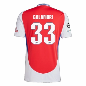 Non Chafe Stitching Sporty Feel adidas Arsenal Riccardo Calafiori Home Jersey w/ Champions League Patches 24/25 (Better Scarlet/White)