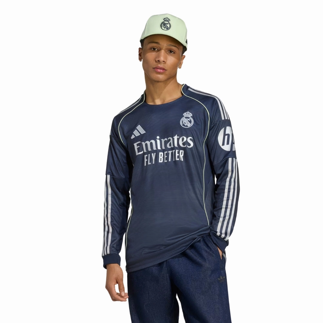adidas Real Madrid Long Sleeve Away Jersey w/ Champions League Patches 25/26 (Legend Ink) Tear Resistant Construction