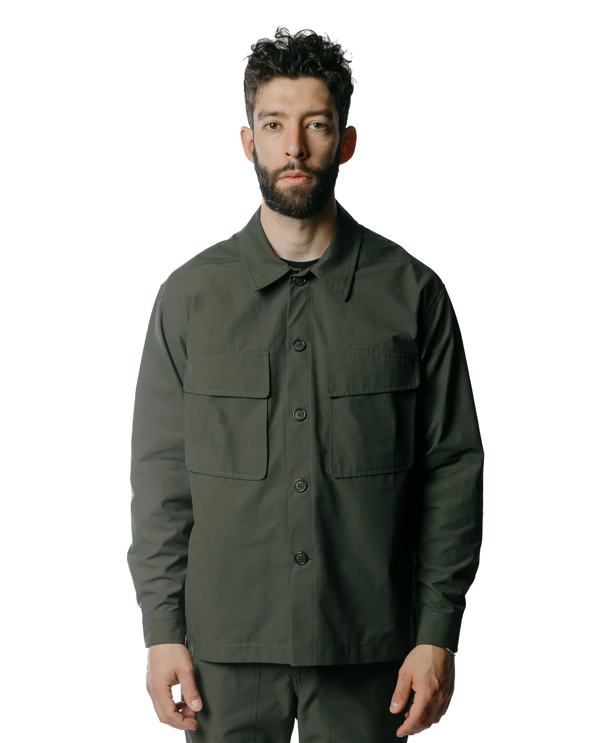 Abrasion Resistant Edging Wanze Boxy Overshirt Structured Cotton Green Smoke