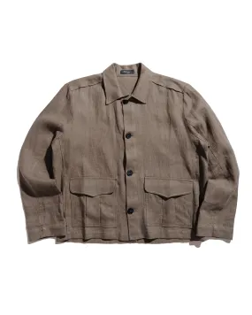 Modern Style Everyday Essential Wanze Button Up Blouson Natural Linen Taupe