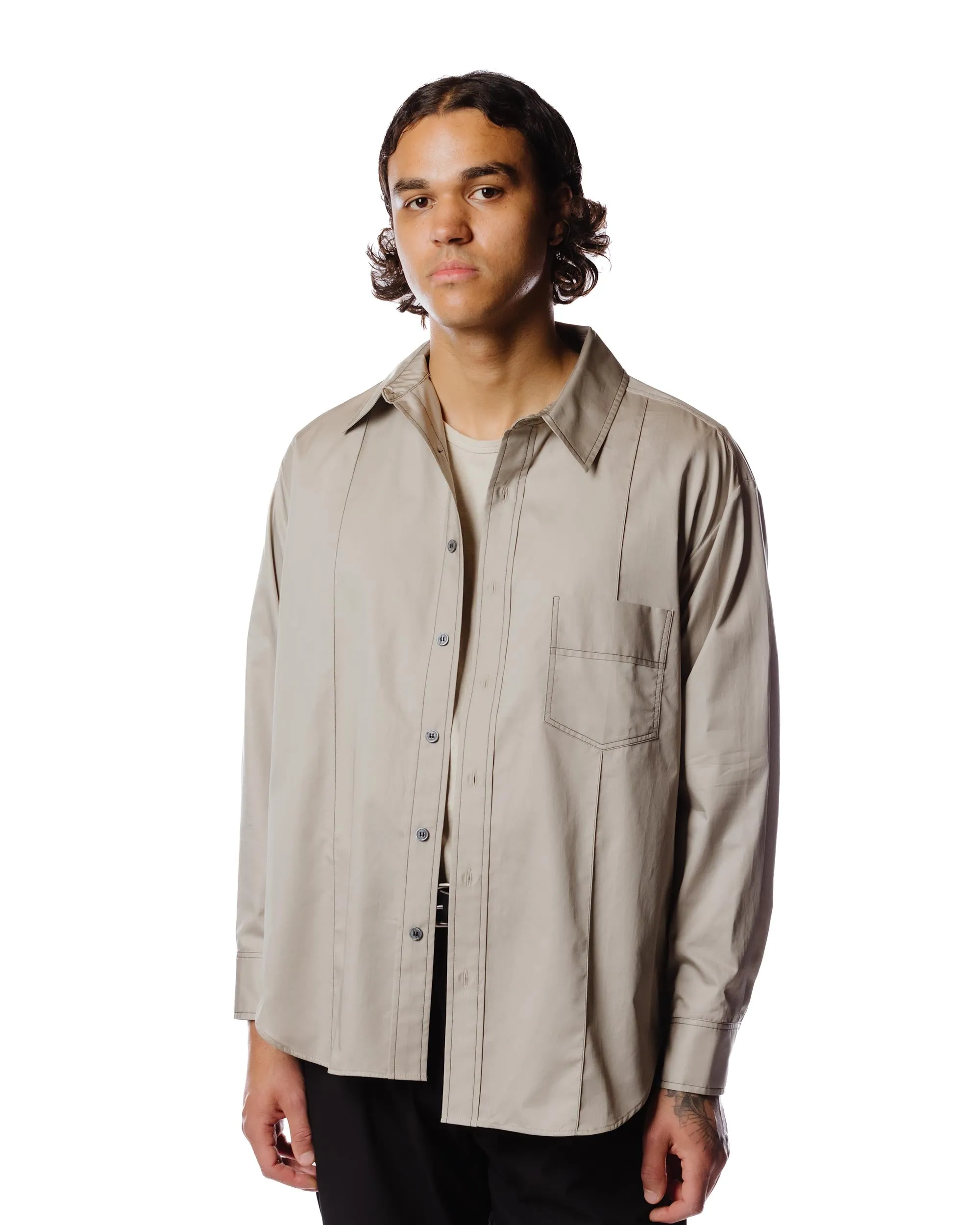 Wedding guest Wanze Classic Button Up Shirt Cotton Sand