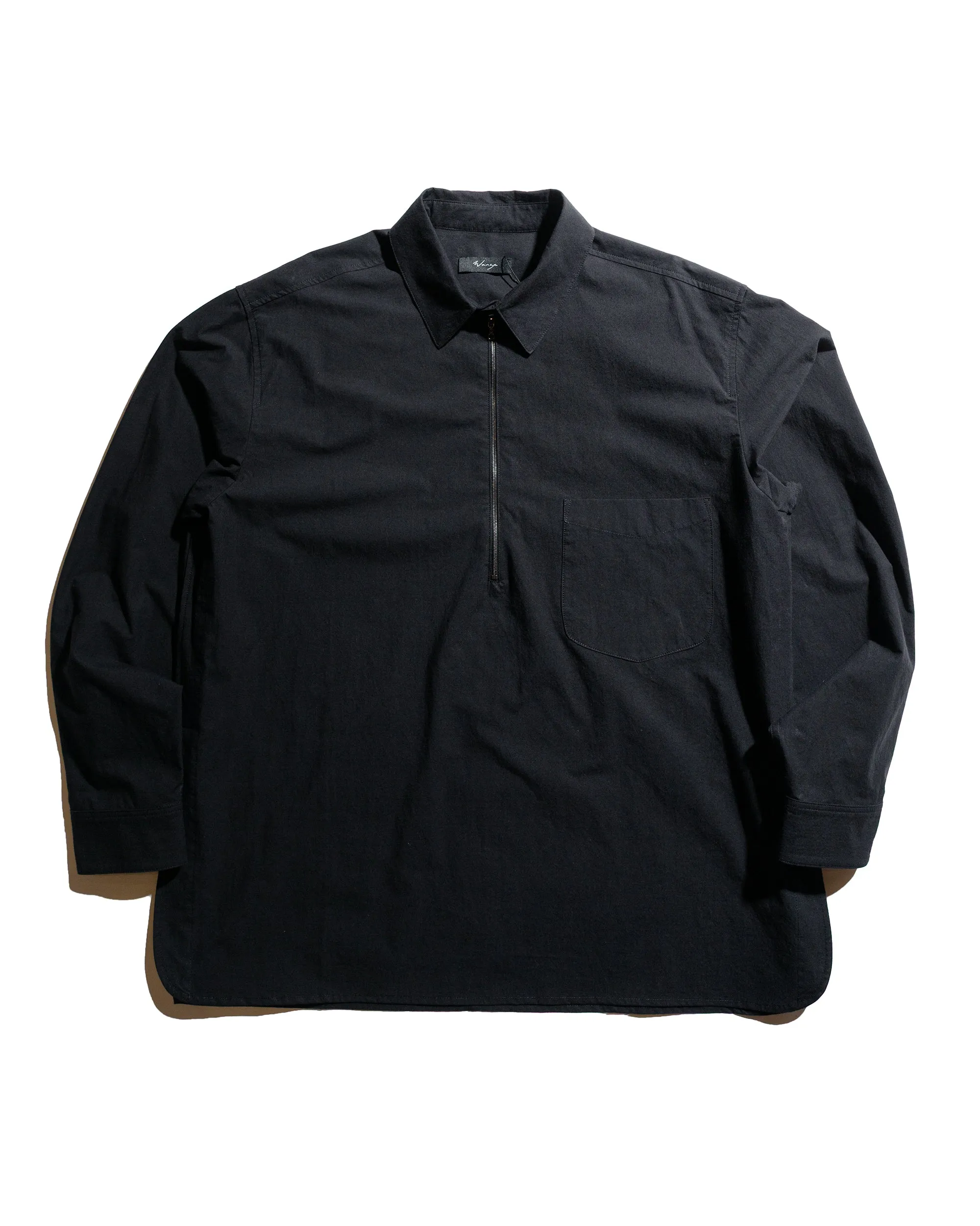 Handcrafted Detail Festival Outfit Wanze Half Zip Shirt Typewriter Cotton Black