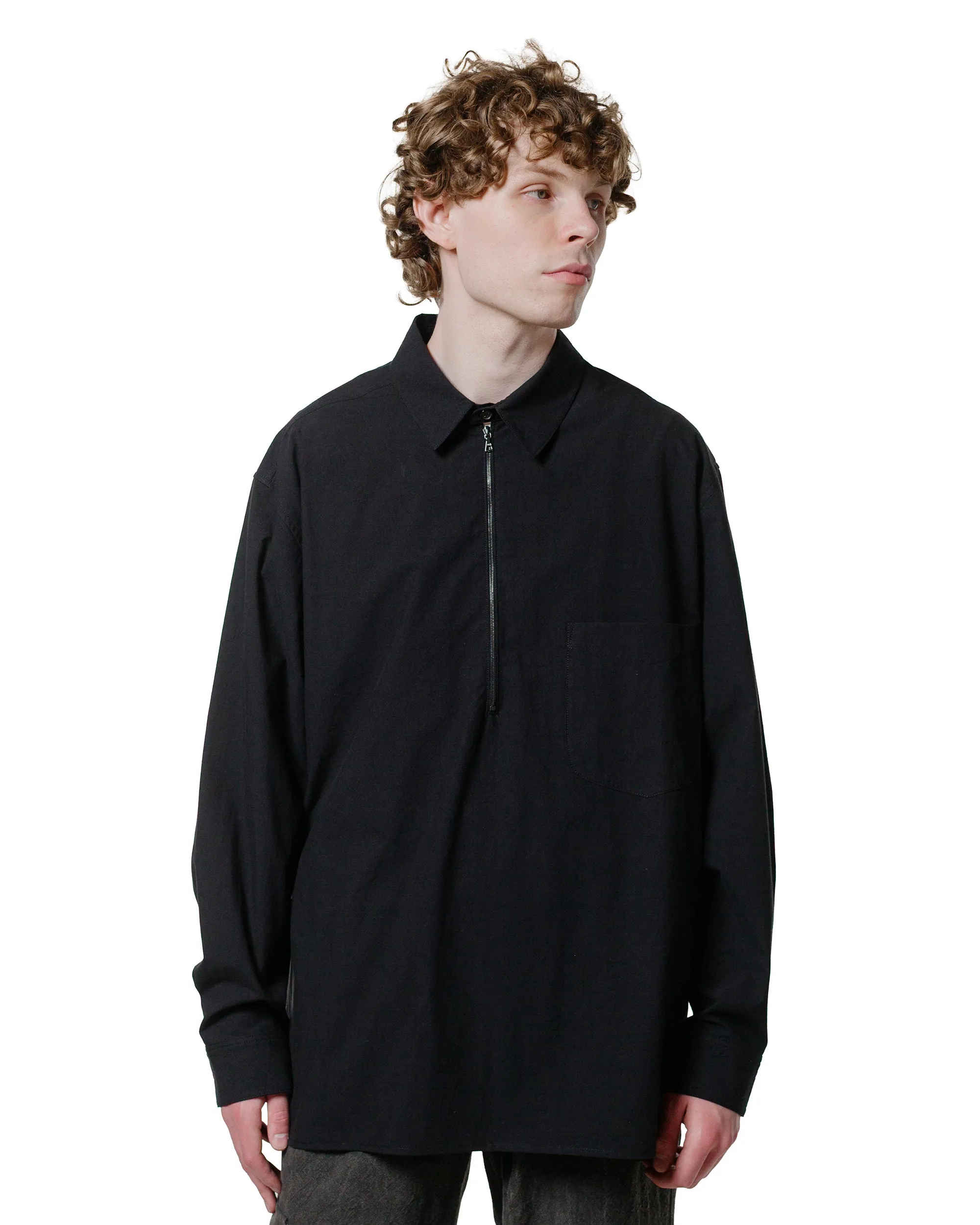 Wanze Half Zip Shirt Typewriter Cotton Black Checkered Print Travel Essential