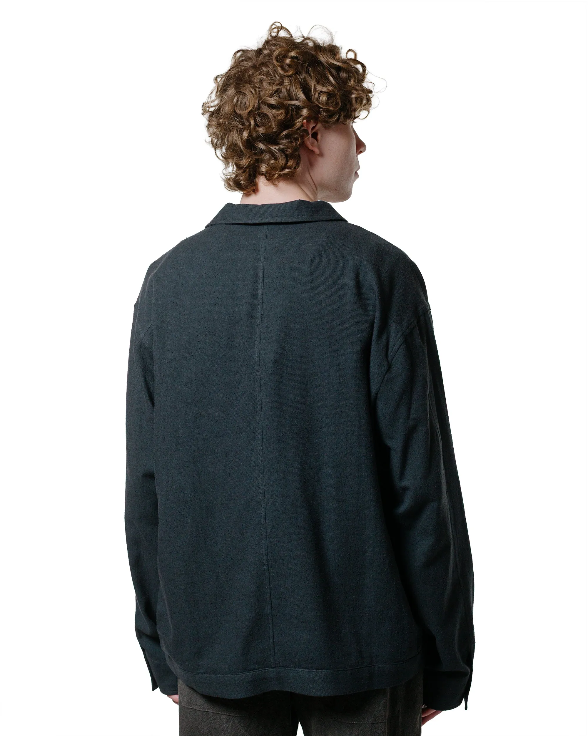 Eye-Catching Pattern Wanze Type 1 Overshirt Raw Cotton Silk Washed Black